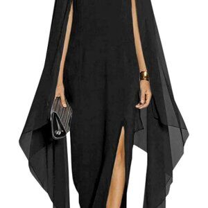 Black - Floor Length Sleeve Dress